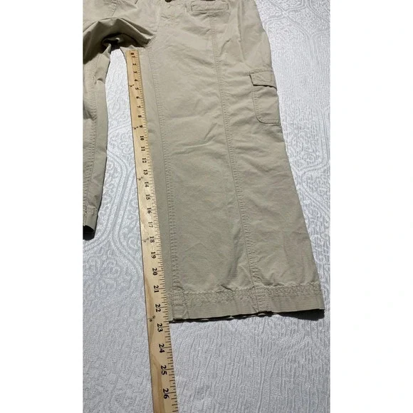 Eddie Bauer Vashon Fit Khaki Cargo Crop Pants Womens 12 Ripstop Wide Leg Beige - Picture 8 of 12